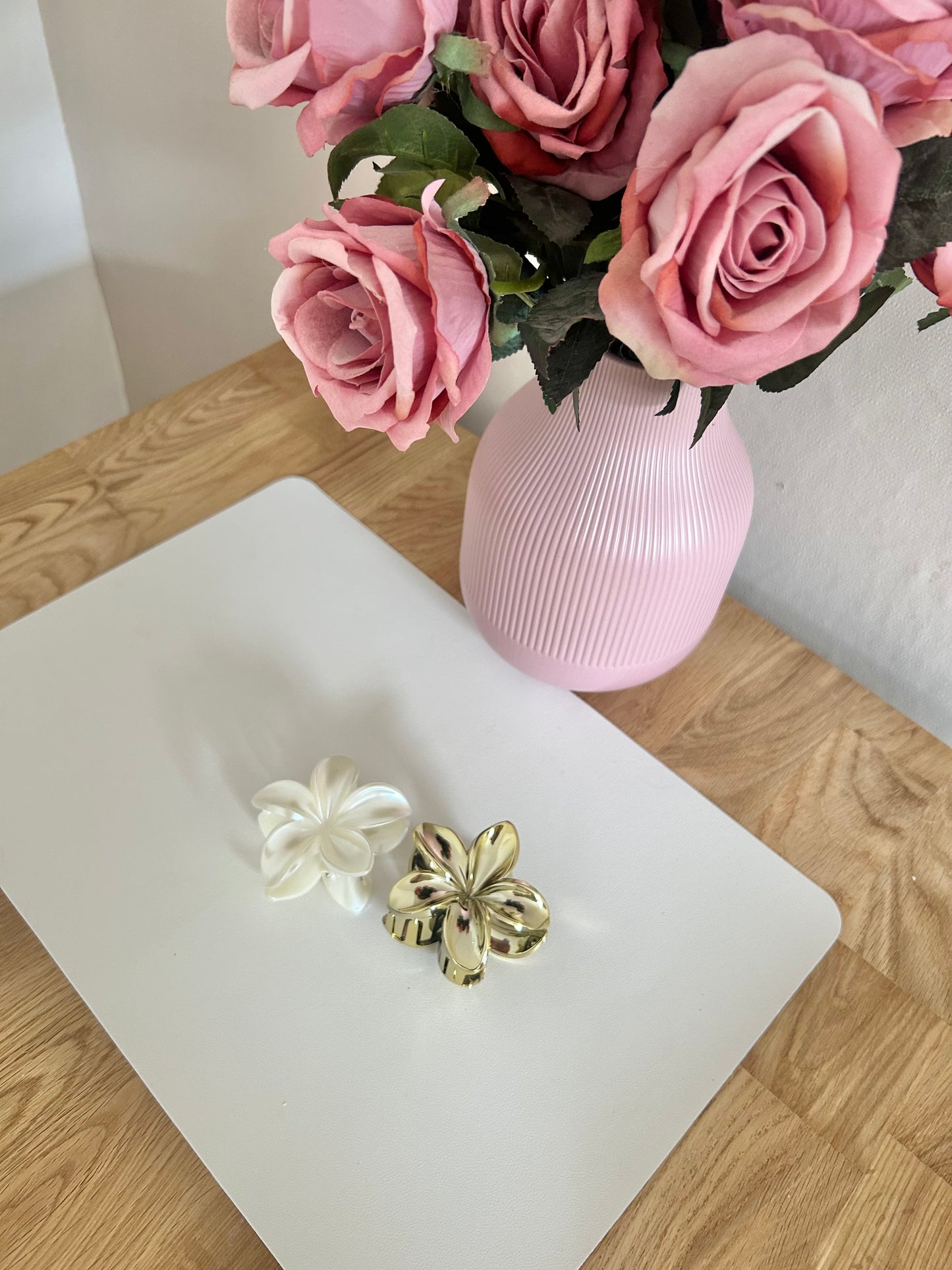Haarklammer "Pearl & golden Hibiskus" Set