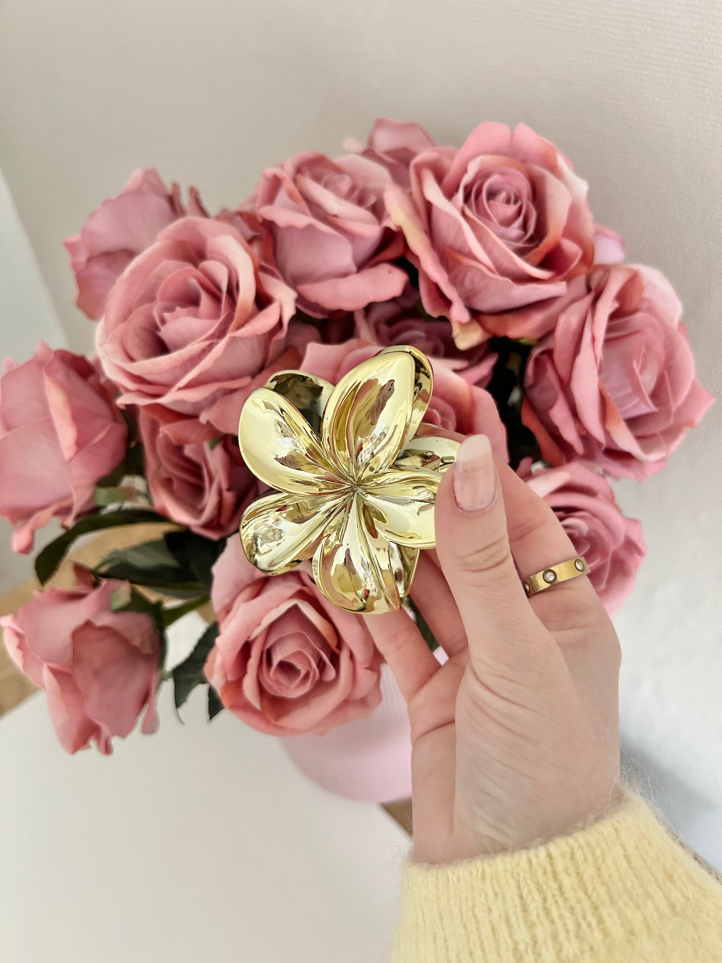 Haarklammer "Pearl & golden Hibiskus" Set