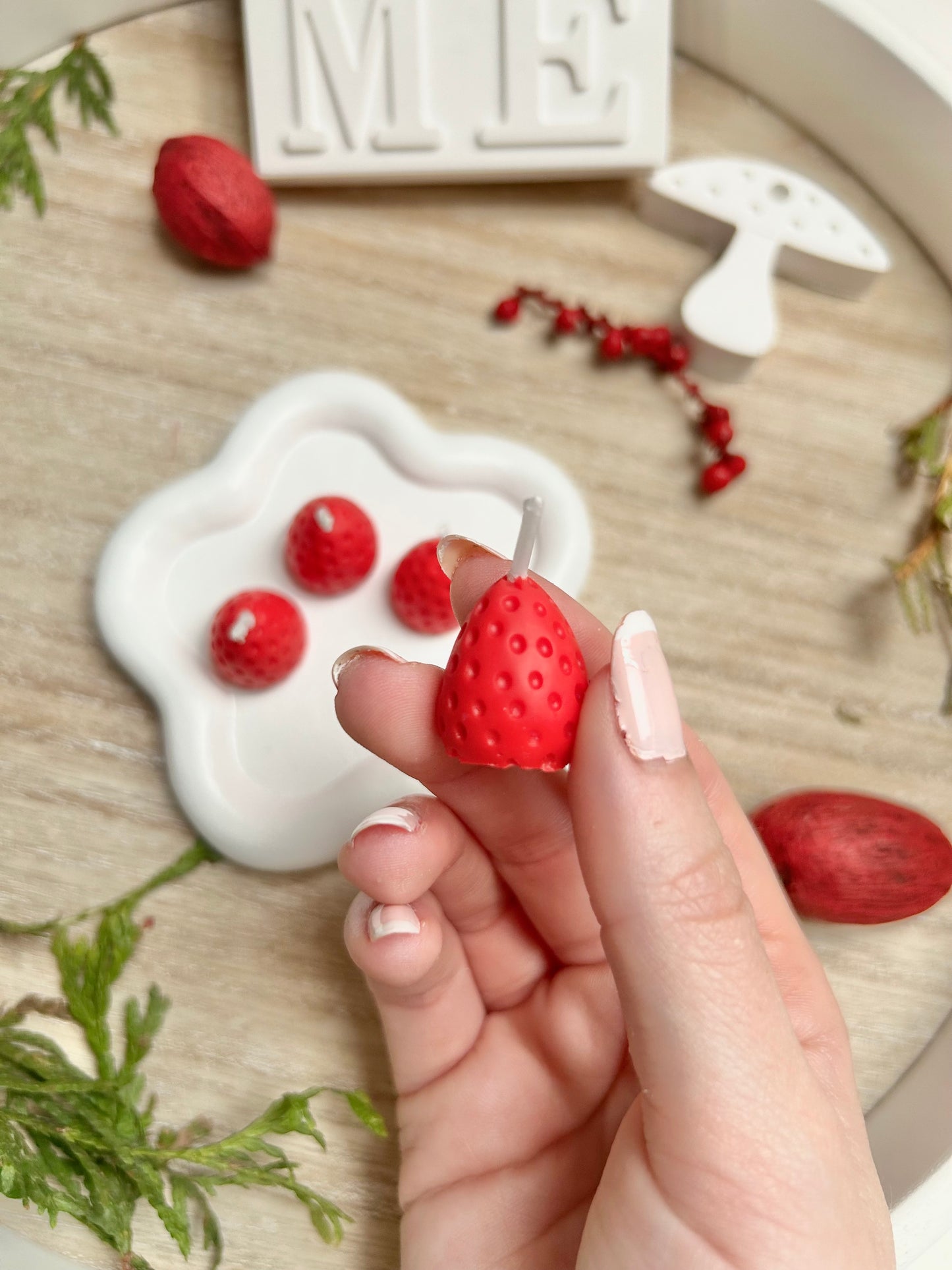 Aesthetic Kerzen "Erdbeeren" 4er Set