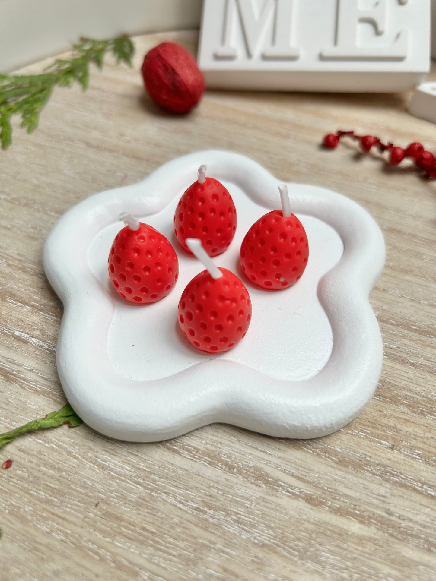 Aesthetic Kerzen "Erdbeeren" 4er Set